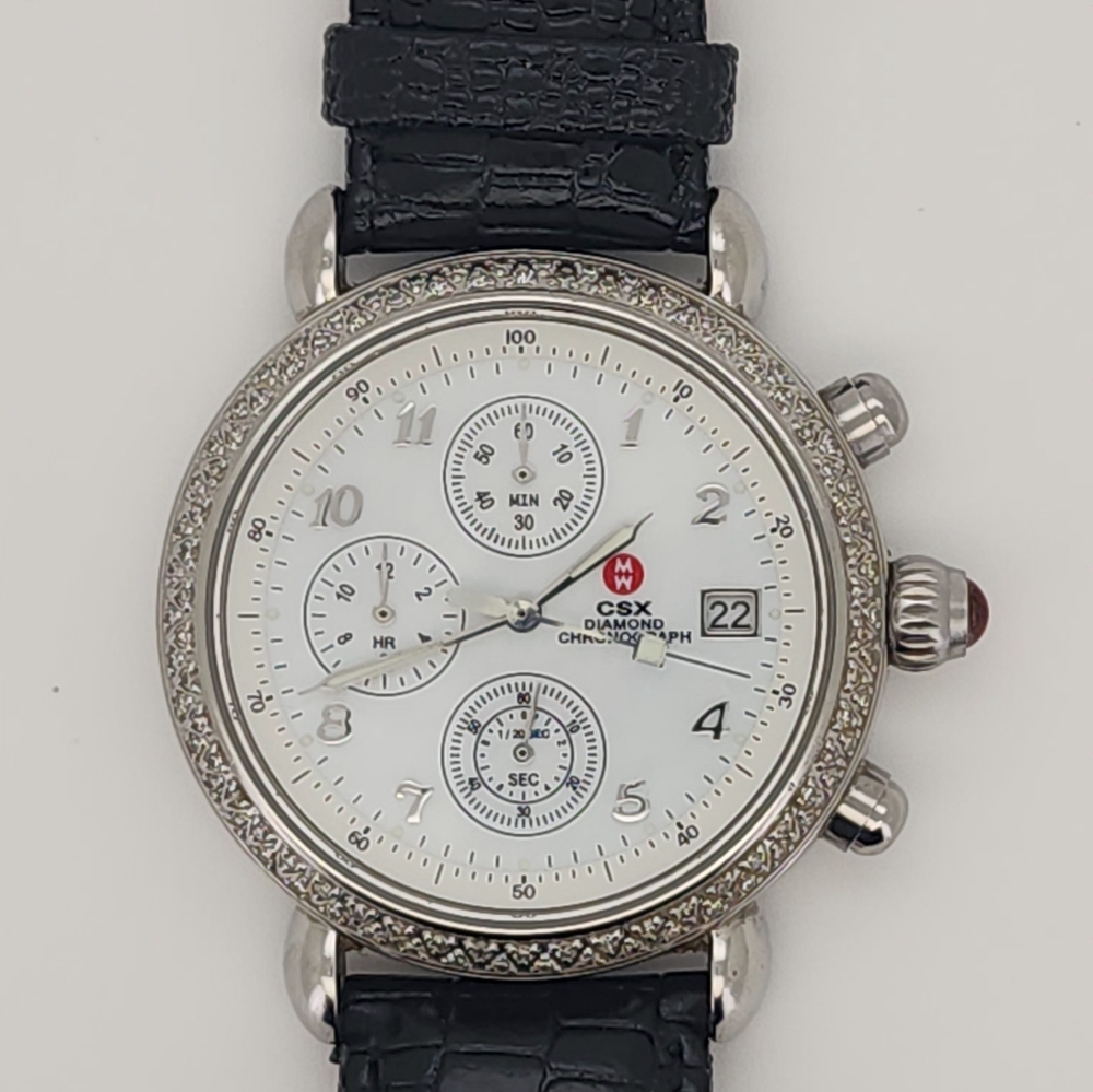 Michele CSX Diamond Chronograph 71-4000/5000 Watch Leather Strap